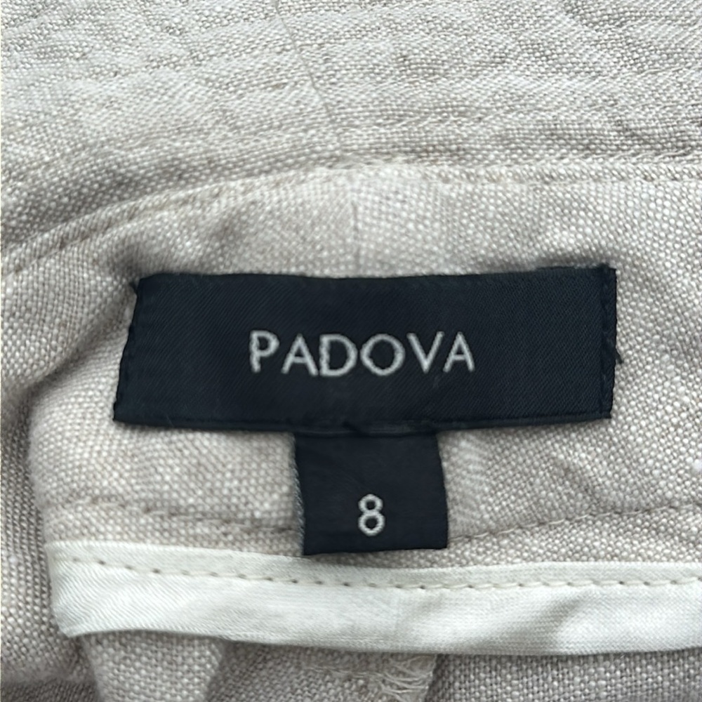 Padova Linen High Waist Paperbag Pleated Wide-Leg Pants in Beige Size 8 - Picture 9 of 10